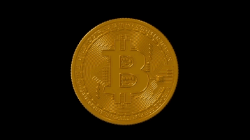 Gold Bitcoin coin Rotate Animation Video