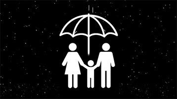 Family under umbrella animation