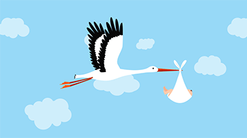 Stork Carrying baby - After Effects Animation